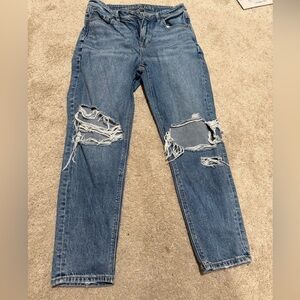 American Eagle Outfitters Ripped Blue Boyfriend Jeans